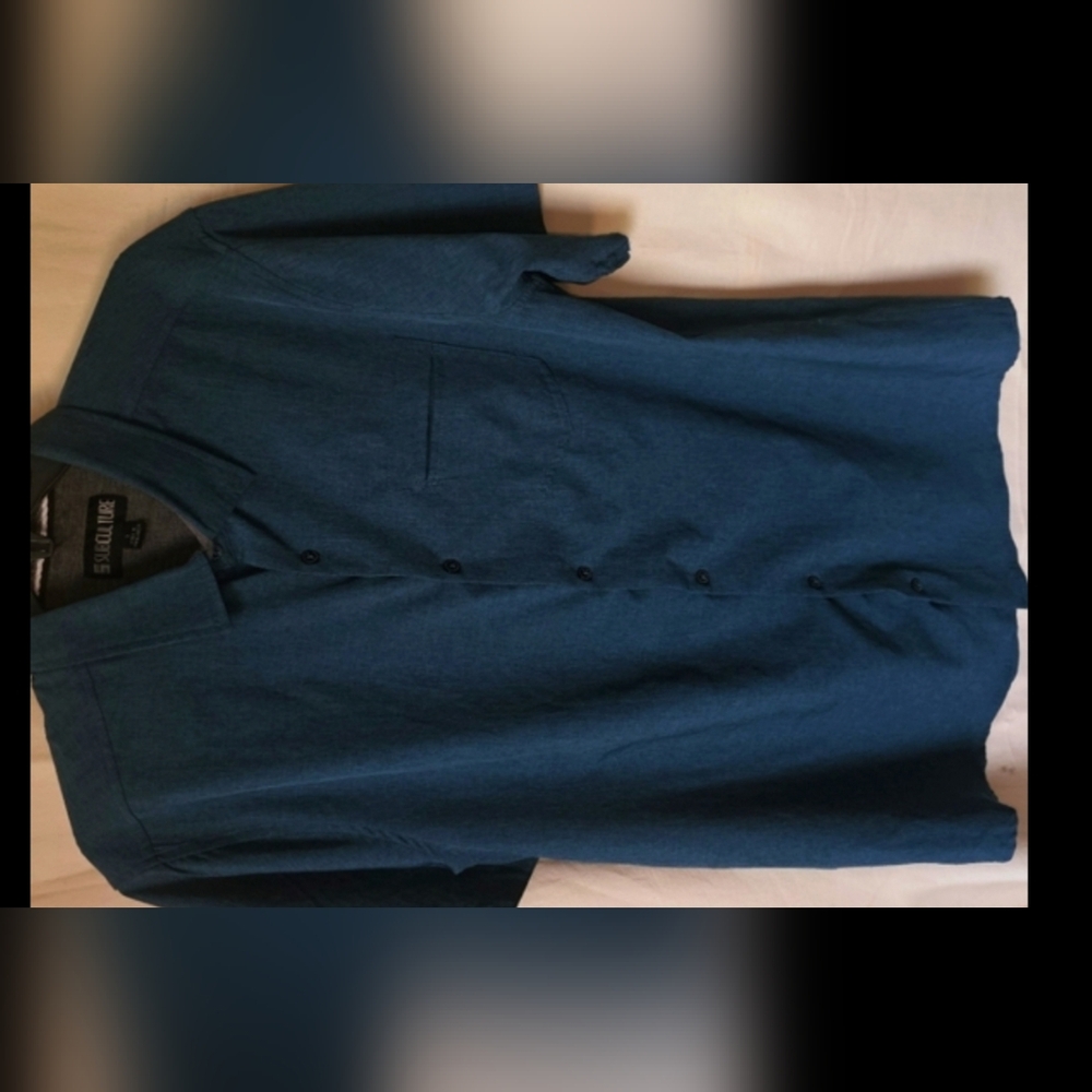 Classic Teal Blue Dress Shirt for Men